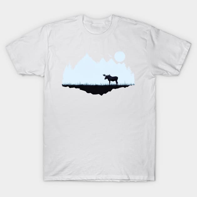 Moose eating grass by sunrise in the forest T-Shirt by cesartorresart